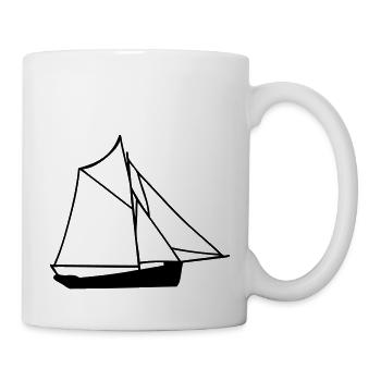 sloop boat ship sloop frigate drawing - Mug - white - Right