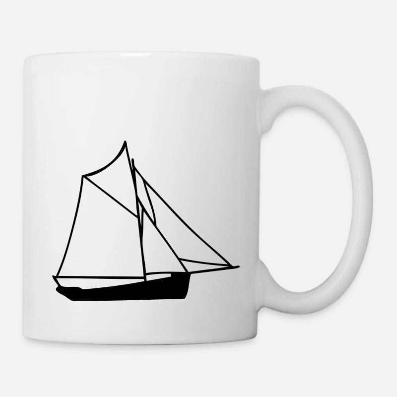 dessin de bateau navire sloop frégate - Mug blanc - blanc