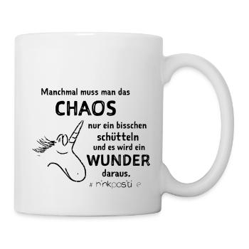 lustiger Spruch witzige Sprueche - Chaos schütteln - Tasse - Weiß - Rechts