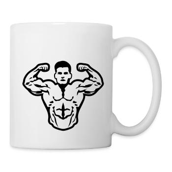 Bodybuilder muscle pose biceps - Mug - white - Right