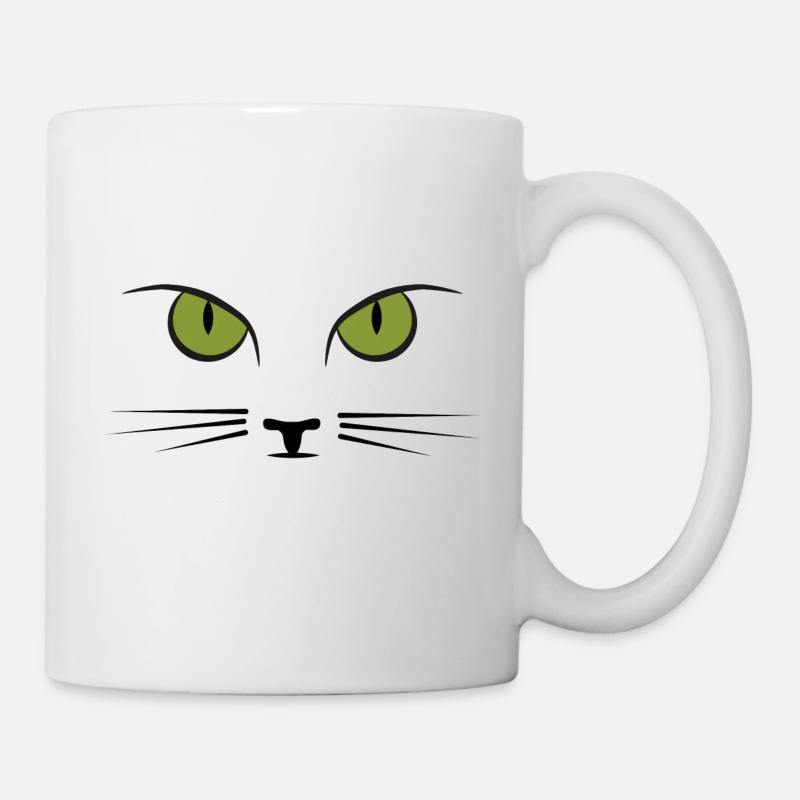 Meow - cat face, cat eyes, cat lovers - Mug - white