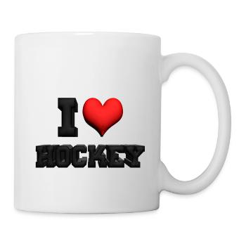 3D I Love Hockey, Ice hockey, Hockey, Eishockey - Tasse - Weiß - Rechts