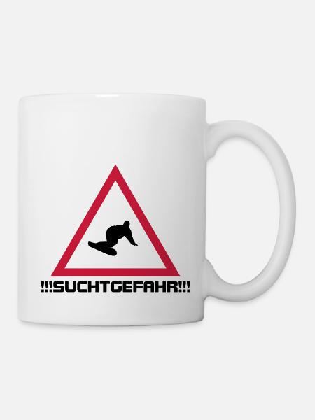 snowboarding suchtgefahr - Tasse - Weiß