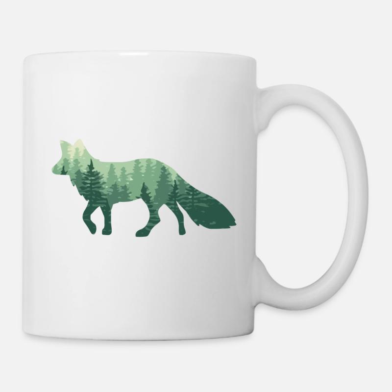 Renard forêt / renard avec forêt - Mug blanc - blanc
