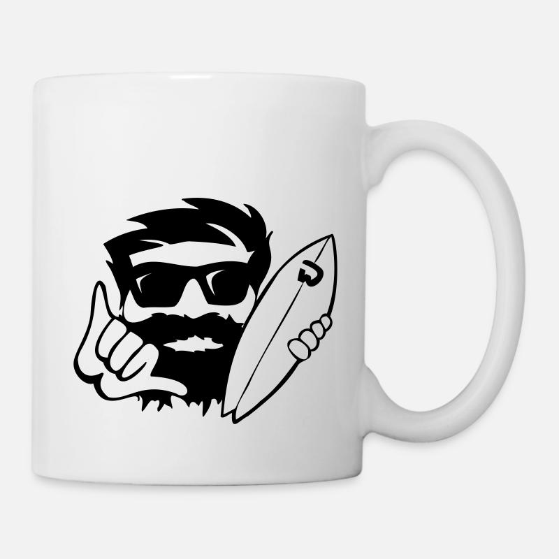 shaka CubeSurfer avec lunettes de soleil et barbe - Mug blanc - blanc