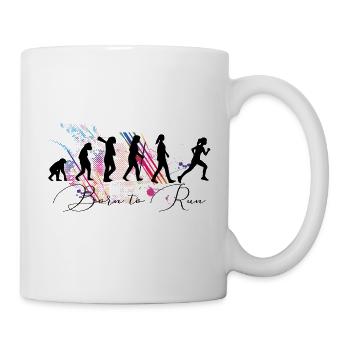 Die Evolution des Läufers - geboren um zu laufen - Tasse - Weiß - Rechts