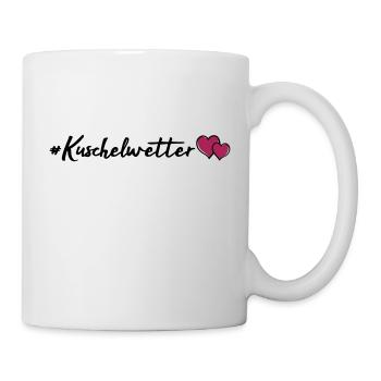 kuschelwetter herzen - Tasse - Weiß - Rechts