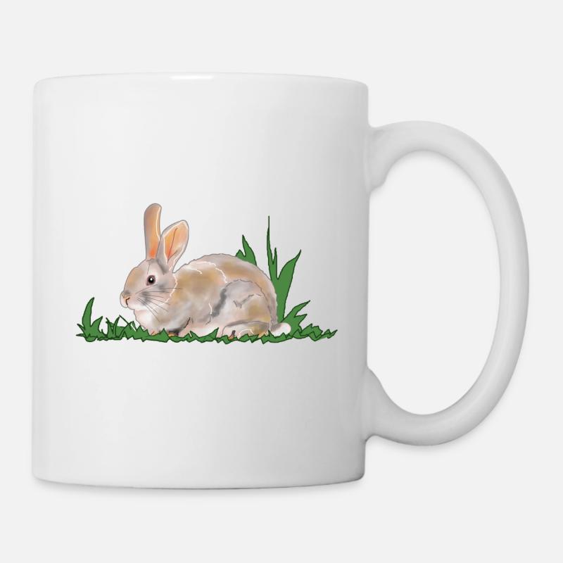 Hase, Kaninchen, Frühling - Tasse - Weiß