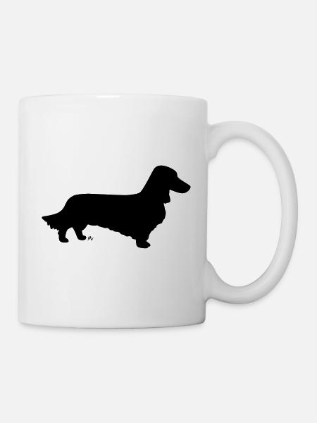 Silhouette de teckel à poil long - Mug blanc - blanc