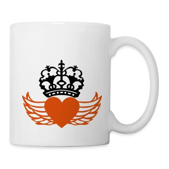 crown heart love wing - Mug - white - Right