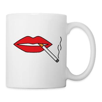 Red lips with cigarette - Mug - white - Right