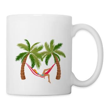 girl hammock holiday palm sleep sleeps nap hu - Mug - white - Right
