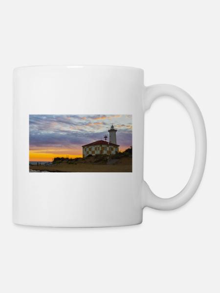 Sunset lighthouse Bibione - Mug - white