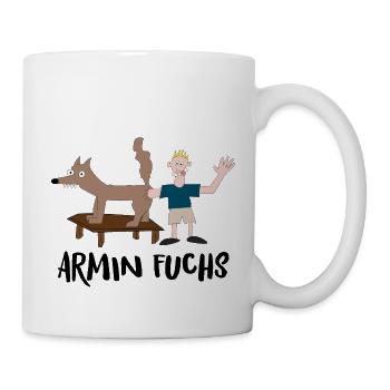 Armin Fuchs lustig Gag Kinderzeichnung Saufshirt - Tasse - Weiß - Rechts