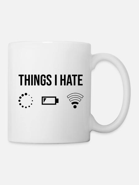 Things I hate Nerd Gamer Programmierer Geschenk - Tasse - Weiß