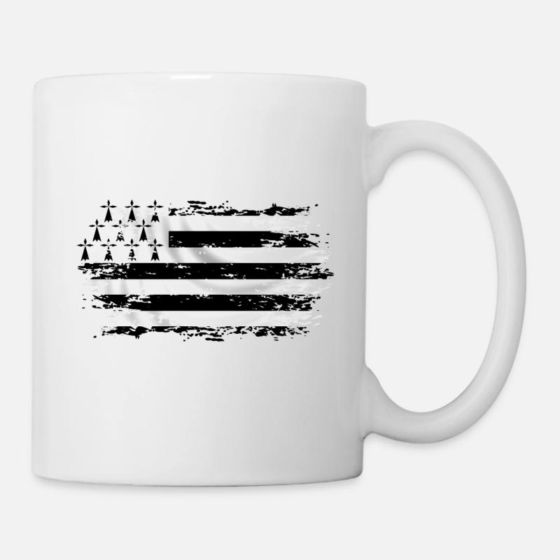 Breizh grunge flag, drapeau du pays breton - Mug blanc - blanc