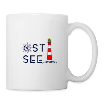 Ostsee, Meer, Leuchtturm - Tasse - Weiß - Rechts