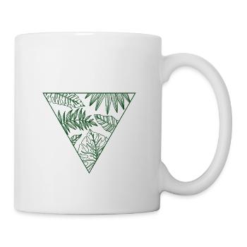 Monstera, Dreieck, Blätter, Dschungel, Sommer - Tasse - Weiß - Rechts
