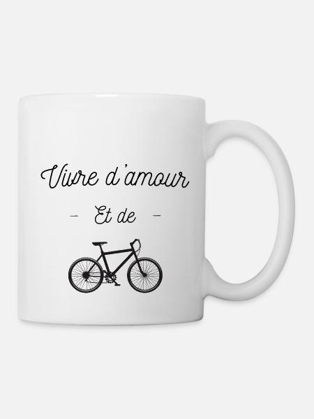 Vivre d'amour et de vélo, citation humour vélo - Mug blanc - blanc
