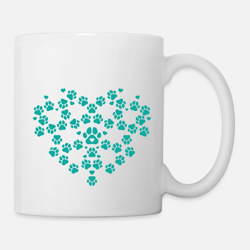 Chien pattes coeur blanc bleu 2021 - Mug blanc - blanc