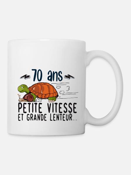 70 ans petite vitesse grande lenteur anniversaire - Mug blanc - blanc