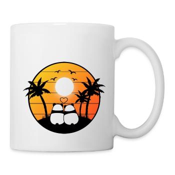 Couple de panda doux sous les palmiers - Mug blanc - blanc - Droite