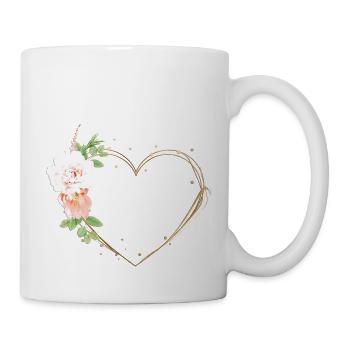 Herz Blumen personalisierbar - Tasse - Weiß - Rechts