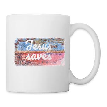 Jesus saves - Tasse - Weiß - Rechts