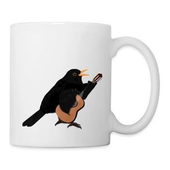 Amsel singt mit Gitarre Vogel Vogelfreund - Tasse - Weiß - Rechts