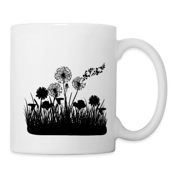 Schmetterlingdesign Pusteblumen Wiese Herzen - Tasse - Weiß - Rechts