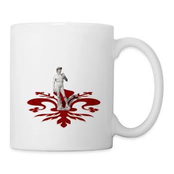 David von Michelangelo und rote Lilie von Florenz - Tasse - Weiß - Rechts