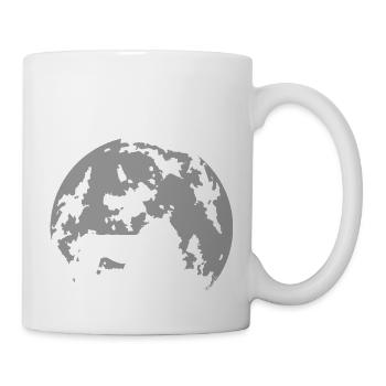 lion and his lion cub in front of full moon - nature - Mug - white - Right