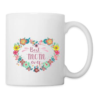 Best MOM ever Best Mother with Heart of Flowers - Mug - white - Right