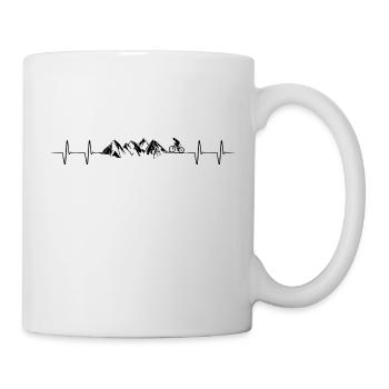 Mountainbike Berge Gebirge Herzschlag Heartbeat - Tasse - Weiß - Rechts