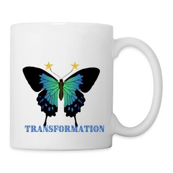 Transformation, schöner Schmetterling, Motivation - Tasse - Weiß - Rechts