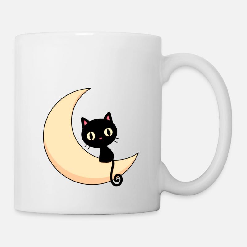 sweet cat on moon,cat,moon - Mug - white