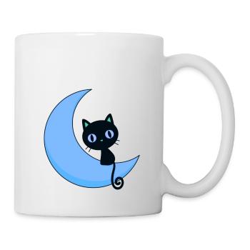 mignon chat avec lune,chat,lune - Mug blanc - blanc - Droite