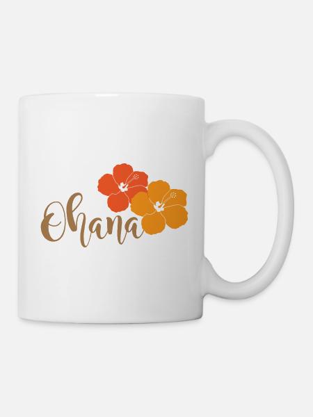 Ohana avec des fleurs d’hibiscus - Mug blanc - blanc