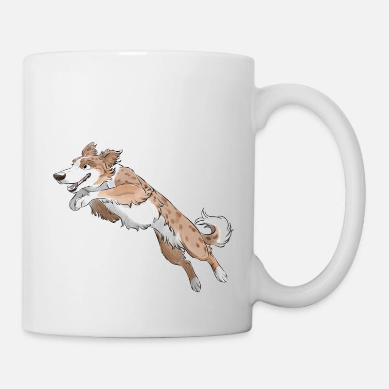 Sporthund - Border Collie - Rot Merle Tri - Tasse - Weiß