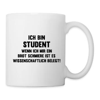 Student schmiert wissenschaftlich belegte Brote - Tasse - Weiß - Rechts
