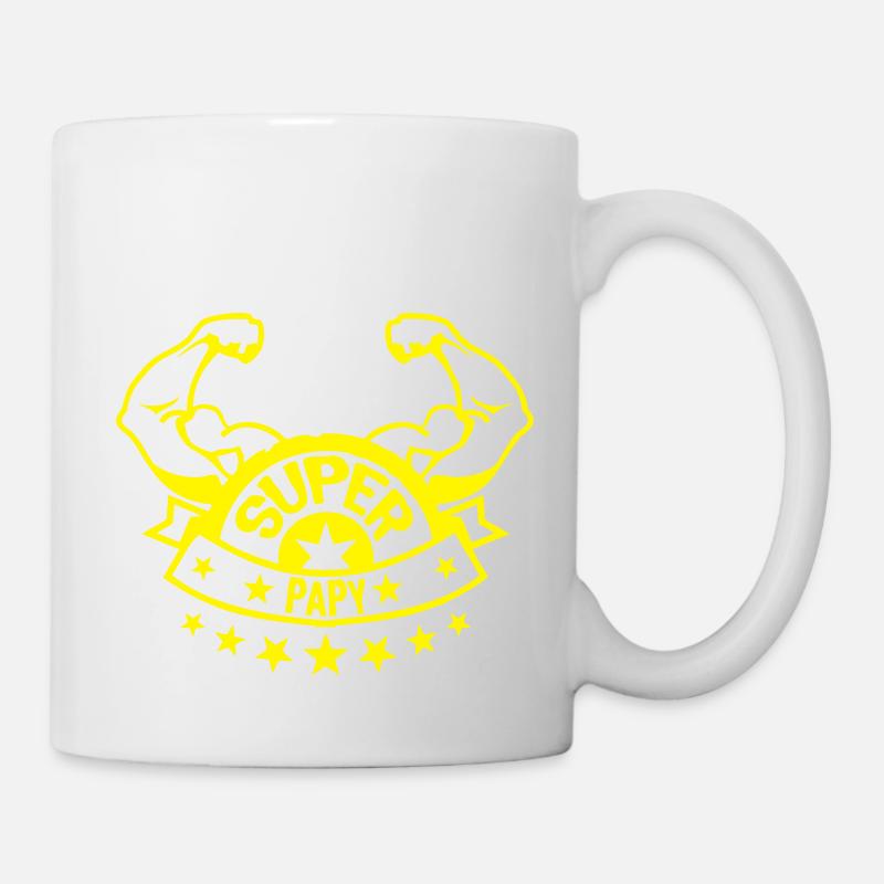 papy super bras muscle banniere - Mug blanc - blanc