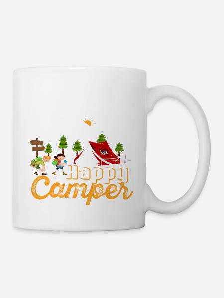 HAPPY CAMPER - Camping Camp Outdoor Tent - Tasse - Weiß