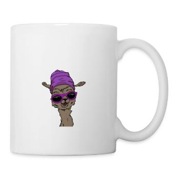 Lama mit Mütze - Tasse - Weiß - Rechts
