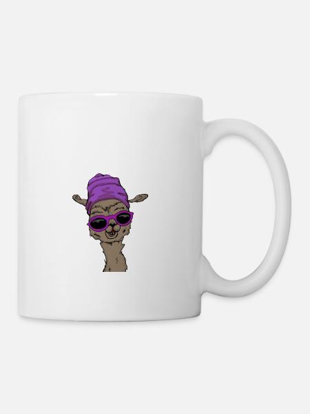 Lama mit Mütze - Tasse - Weiß
