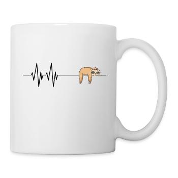 Faultier Herzschlag Faulenzen Keine Lust Schlafen - Tasse - Weiß - Rechts