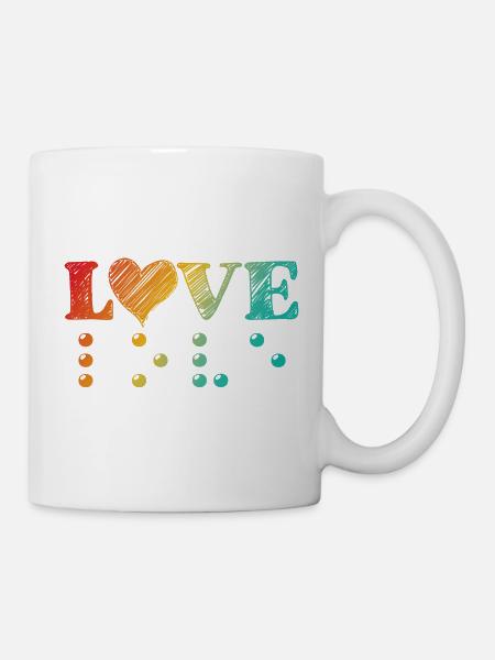 Liebe ist blindes Herz Brailleschrift - Tasse - Weiß