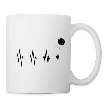 Heart line with volleyball, volleyball fan - Mug - white - Right