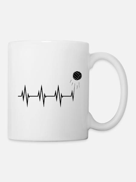 Ligne de cœur avec volley-ball, fan de volley-ball - Mug blanc - blanc