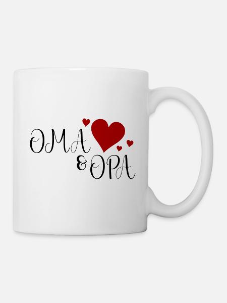 Oma und Opa Herz - Tasse - Weiß