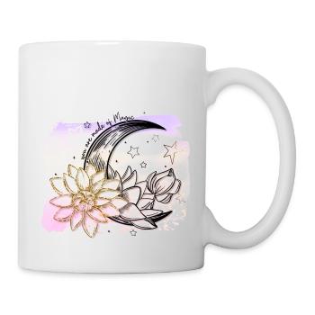 Halbmond mit Blumen und Sternen - Tasse - Weiß - Rechts